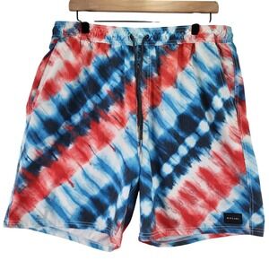Rip Curl Lay Days Tie‎ Dye Boardshorts Men's XXL Red Blue White Swim Trunks